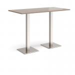 Brescia rectangular poseur table with flat square brushed steel bases 1600mm x 800mm - barcelona walnut BPR1600-BS-BW