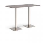 Brescia rectangular poseur table with flat square brushed steel bases 1600mm x 800mm - grey oak BPR1600-BS-GO