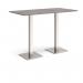 Brescia rectangular poseur table with flat square brushed steel bases 1600mm x 800mm - grey oak BPR1600-BS-GO