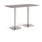 Brescia rectangular poseur table with flat square brushed steel bases 1600mm x 800mm - grey oak BPR1600-BS-GO