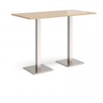 Brescia rectangular poseur table with flat square brushed steel bases 1600mm x 800mm - kendal oak BPR1600-BS-KO