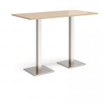 Brescia rectangular poseur table with flat square brushed steel bases 1600mm x 800mm - kendal oak BPR1600-BS-KO