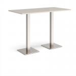 Brescia rectangular poseur table with flat square brushed steel bases 1600mm x 800mm - Light Grey BPR1600-BS-LG