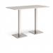 Brescia rectangular poseur table with flat square brushed steel bases 1600mm x 800mm - Light Grey BPR1600-BS-LG