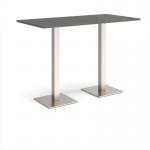 Brescia rectangular poseur table with flat square brushed steel bases 1600mm x 800mm - Onyx Grey BPR1600-BS-OG