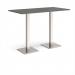 Brescia rectangular poseur table with flat square brushed steel bases 1600mm x 800mm - Onyx Grey BPR1600-BS-OG