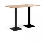 Brescia rectangular poseur table with flat square black bases 1600mm x 800mm - beech