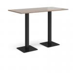 Brescia rectangular poseur table with flat square black bases 1600mm x 800mm - barcelona walnut BPR1600-K-BW