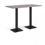 Brescia rectangular poseur table with flat square black bases 1600mm x 800mm - grey oak BPR1600-K-GO