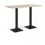 Brescia rectangular poseur table with flat square black bases 1600mm x 800mm - kendal oak BPR1600-K-KO