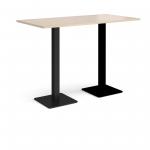 Brescia rectangular poseur table with flat square black bases 1600mm x 800mm - maple