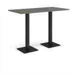 Brescia rectangular poseur table with flat square black bases 1600mm x 800mm - Onyx Grey BPR1600-K-OG