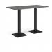 Brescia rectangular poseur table with flat square black bases 1600mm x 800mm - Onyx Grey BPR1600-K-OG