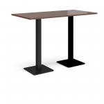 Brescia rectangular poseur table with flat square black bases 1600mm x 800mm - walnut