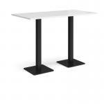 Brescia rectangular poseur table with flat square black bases 1600mm x 800mm - white