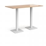 Brescia rectangular poseur table with flat square white bases 1600mm x 800mm - beech
