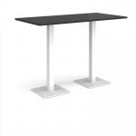 Brescia rectangular poseur table with flat square white bases 1600mm x 800mm - Black BPR1600-WH-BK