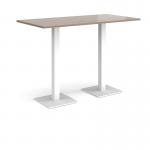 Brescia rectangular poseur table with flat square white bases 1600mm x 800mm - barcelona walnut BPR1600-WH-BW