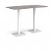 Brescia rectangular poseur table with flat square white bases 1600mm x 800mm - grey oak BPR1600-WH-GO