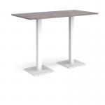 Brescia rectangular poseur table with flat square white bases 1600mm x 800mm - grey oak BPR1600-WH-GO