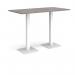 Brescia rectangular poseur table with flat square white bases 1600mm x 800mm - grey oak