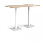 Brescia rectangular poseur table with flat square white bases 1600mm x 800mm - kendal oak BPR1600-WH-KO