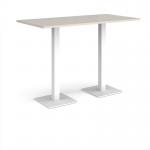 Brescia rectangular poseur table with flat square white bases 1600mm x 800mm - Light Grey BPR1600-WH-LG