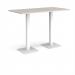 Brescia rectangular poseur table with flat square white bases 1600mm x 800mm - Light Grey BPR1600-WH-LG