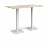 Brescia rectangular poseur table with flat square white bases 1600mm x 800mm - maple BPR1600-WH-M