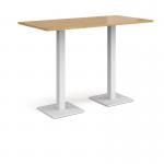 Brescia rectangular poseur table with flat square white bases 1600mm x 800mm - oak BPR1600-WH-O