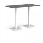 Brescia rectangular poseur table with flat square white bases 1600mm x 800mm - Onyx Grey BPR1600-WH-OG