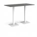 Brescia rectangular poseur table with flat square white bases 1600mm x 800mm - Onyx Grey BPR1600-WH-OG