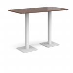 Brescia rectangular poseur table with flat square white bases 1600mm x 800mm - walnut