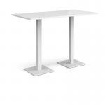 Brescia rectangular poseur table with flat square white bases 1600mm x 800mm - white BPR1600-WH-WH