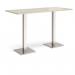 Brescia rectangular poseur table with flat square brushed steel bases 1800mm x 800mm - made to order BPR1800-BS