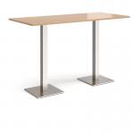 Brescia rectangular poseur table with flat square brushed steel bases 1800mm x 800mm - made to order BPR1800-BS