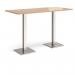 Brescia rectangular poseur table with flat square brushed steel bases 1800mm x 800mm - beech BPR1800-BS-B