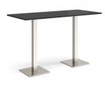 Brescia rectangular poseur table with flat square brushed steel bases 1800mm x 800mm - Black BPR1800-BS-BK