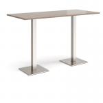 Brescia rectangular poseur table with flat square brushed steel bases 1800mm x 800mm - barcelona walnut BPR1800-BS-BW