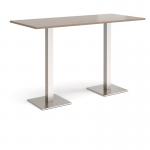 Brescia rectangular poseur table with flat square brushed steel bases 1800mm x 800mm - barcelona walnut BPR1800-BS-BW