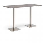Brescia rectangular poseur table with flat square brushed steel bases 1800mm x 800mm - grey oak BPR1800-BS-GO