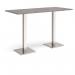 Brescia rectangular poseur table with flat square brushed steel bases 1800mm x 800mm - grey oak