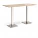 Brescia rectangular poseur table with flat square brushed steel bases 1800mm x 800mm - kendal oak BPR1800-BS-KO