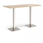 Brescia rectangular poseur table with flat square brushed steel bases 1800mm x 800mm - kendal oak BPR1800-BS-KO