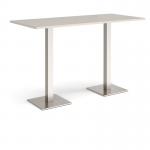 Brescia rectangular poseur table with flat square brushed steel bases 1800mm x 800mm - Light Grey BPR1800-BS-LG