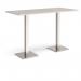 Brescia rectangular poseur table with flat square brushed steel bases 1800mm x 800mm - Light Grey BPR1800-BS-LG