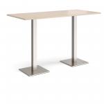 Brescia rectangular poseur table with flat square brushed steel bases 1800mm x 800mm - maple