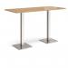 Brescia rectangular poseur table with flat square brushed steel bases 1800mm x 800mm - oak BPR1800-BS-O