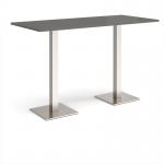 Brescia rectangular poseur table with flat square brushed steel bases 1800mm x 800mm - Onyx Grey BPR1800-BS-OG