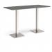 Brescia rectangular poseur table with flat square brushed steel bases 1800mm x 800mm - Onyx Grey BPR1800-BS-OG